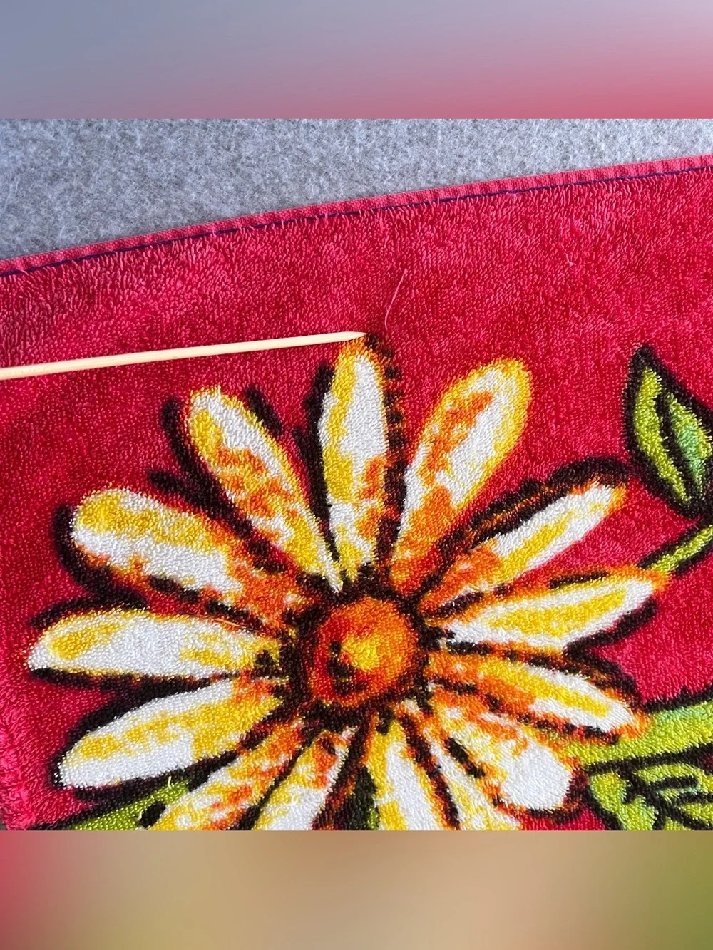 Vintage Y2K Cotton Orange Cat Beach Towel Flowers Butterflies Whimsy Colorful